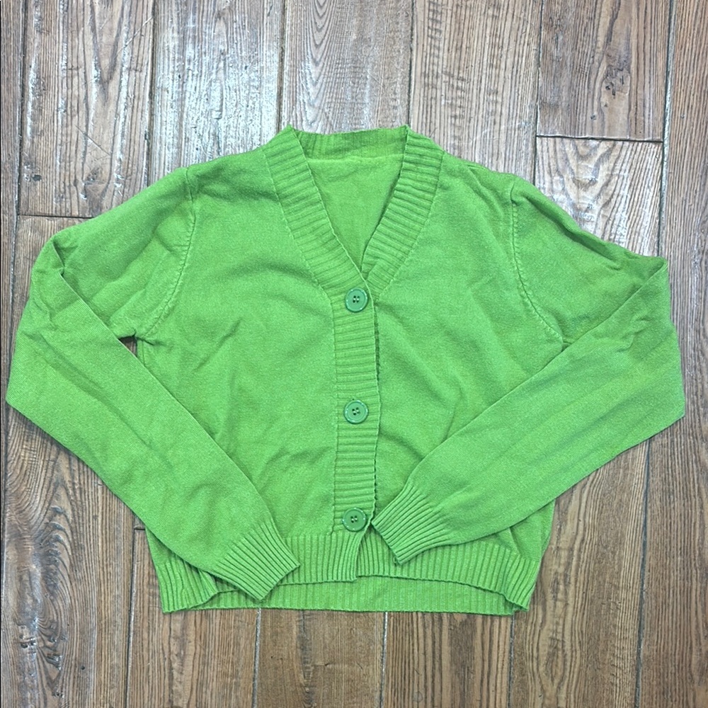 Green Button-Up Women's Sweater